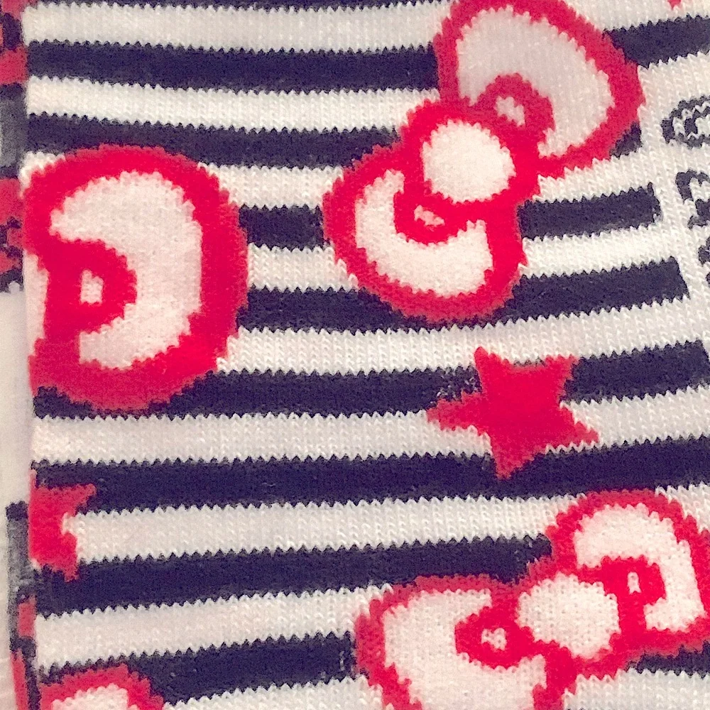 Hello Kitty White Black Red Bow No Shows Ankle Socks Shoe Size 4-10 NEW 1 pr NEW